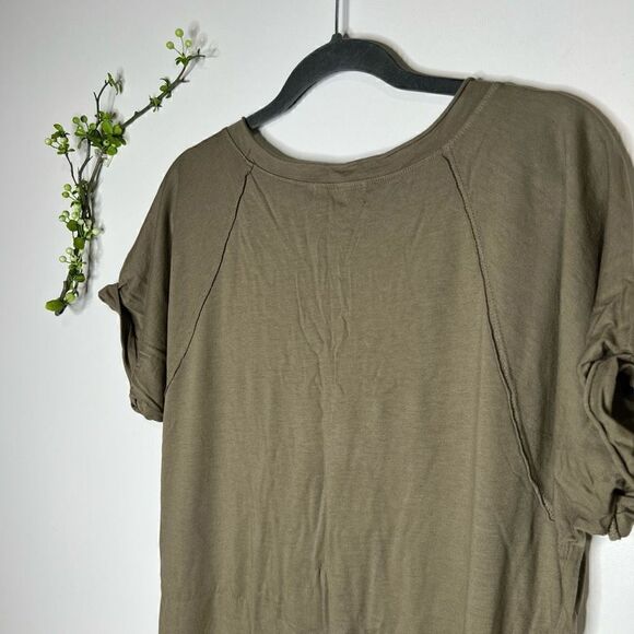 Michael Stars Cara V-Neck Tee Dress Olive Green - Picture 8 of 8
